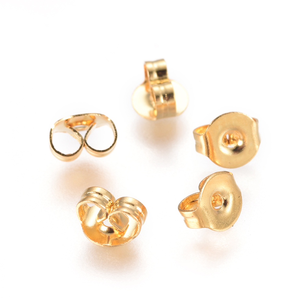 Uspaustukai auskarams nerdijanio plieno aukso sp. 5x4,5x3mm 1 pora