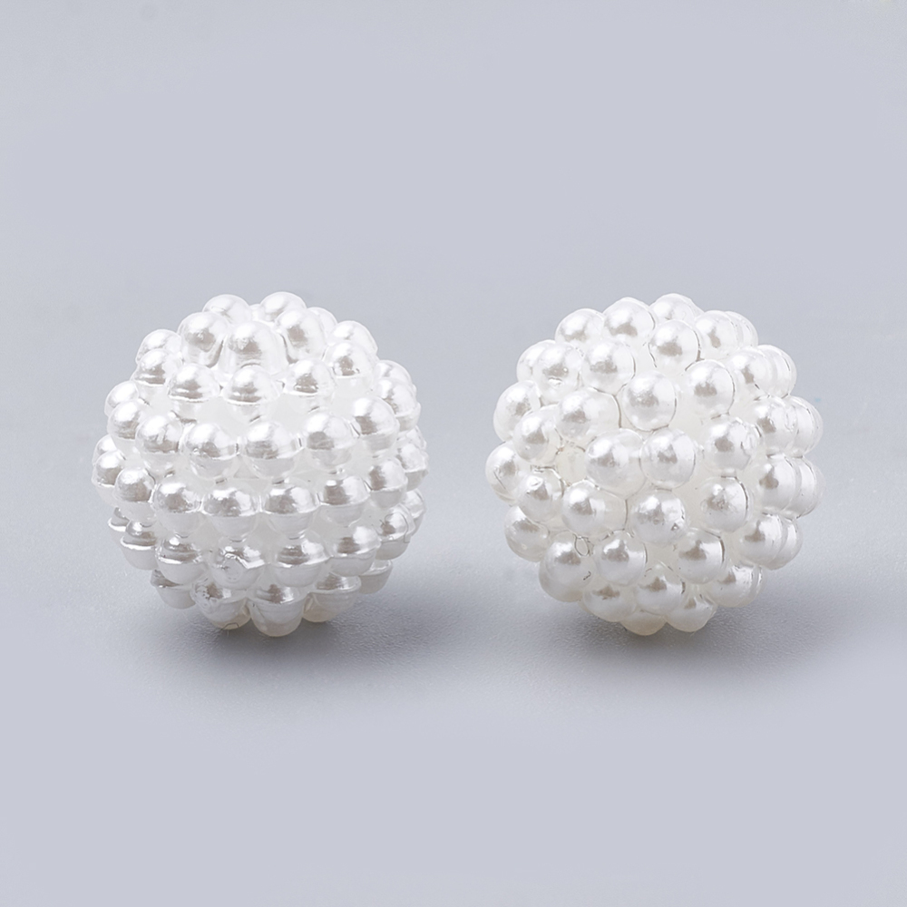 Akriliniai karoliukai perl "uogos" baltos 15mm <b>2vnt</b>