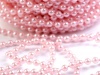 Akriliniai karoliukai apvalūs 5mm ant virvelės rožinio perlamutro 1m