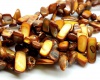Gėlavandenio perlo kriauklės karoliukai rudi-gintaro atsp. 5x8-10x25mm, juosta