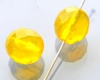 ekiko stiklo karoliukas apvalus briaunuotas geltonas 10 mm