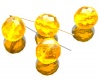 Čekiško stiklo karoliukas apvalus briaunuotas geltonas 14 mm