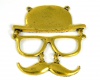 Pakabukas "Skrybėlė-akiniai-ūsai" ant. aukso sp. 68x70mm