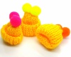 Kepurė žieminė megzta dekoratyvinė su dviem bumbulais ~38x33x19mm geltona