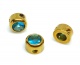 Intarpas nerdijanio plieno aukso sp. su stikline Light Turquoise akute 6x4mm